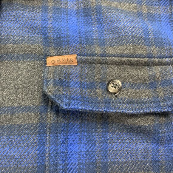 ORVIS Mens Big Bear Heavy Weight Flannel Shirt Blue Gray Plaid Size XXL - Picture 3 of 7